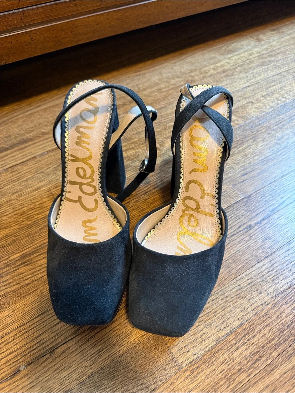 Sam Edelman Black Suede Platform Slingback Pumps